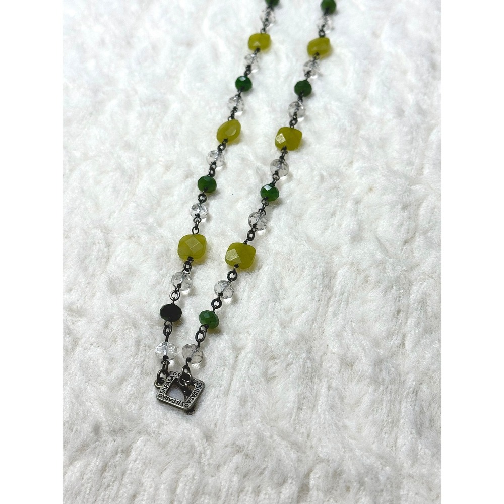 Vintage Silpada Sterling Silver Green Jade Crystal Beaded Necklace 17 inch - Picture 2 of 11